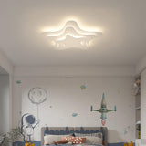 Whimsical White Star Dimmable LED Flush Mount Light Image - 3