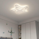 Whimsical White Star Dimmable LED Flush Mount Light Image - 4