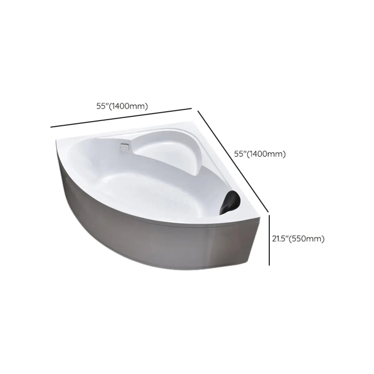 Whirlpool Corner Acrylic White Bathtub with Storage 