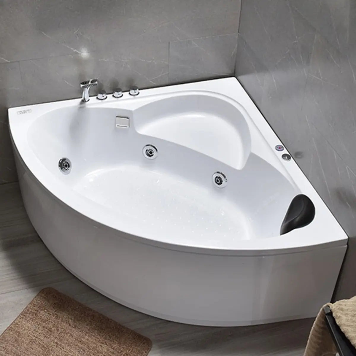 Whirlpool Corner Acrylic White Bathtub with Storage Image - 7