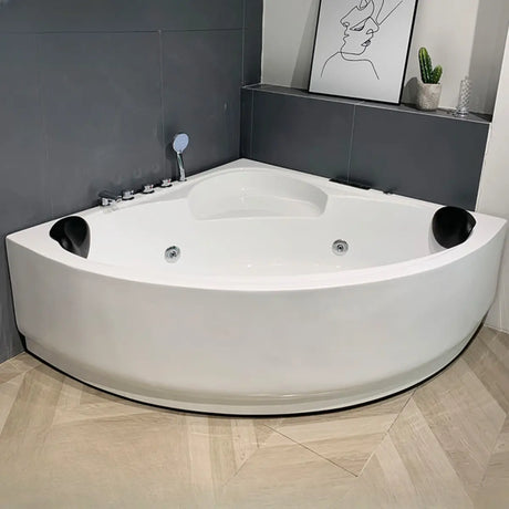 Whirlpool Corner White Acrylic Bathtub with Massage Image - 1