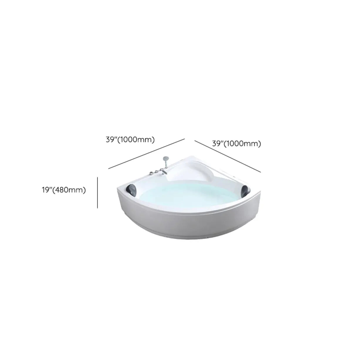 Whirlpool Corner White Acrylic Bathtub with Massage Image - 19