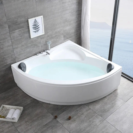 Whirlpool Corner White Acrylic Bathtub with Massage Image - 2