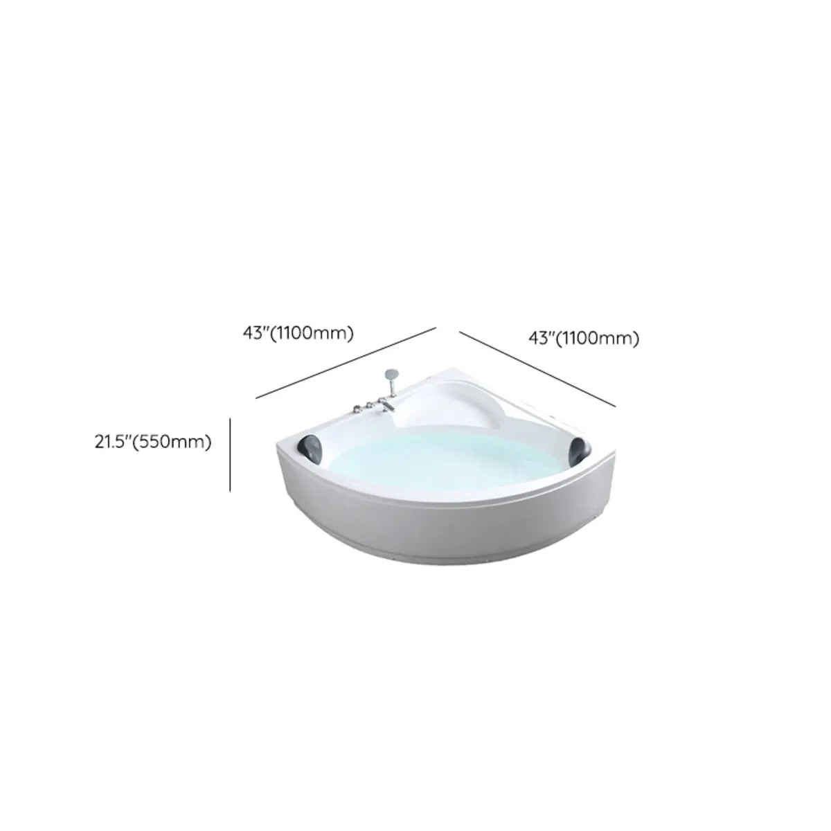 Whirlpool Corner White Acrylic Bathtub with Massage Image - 20