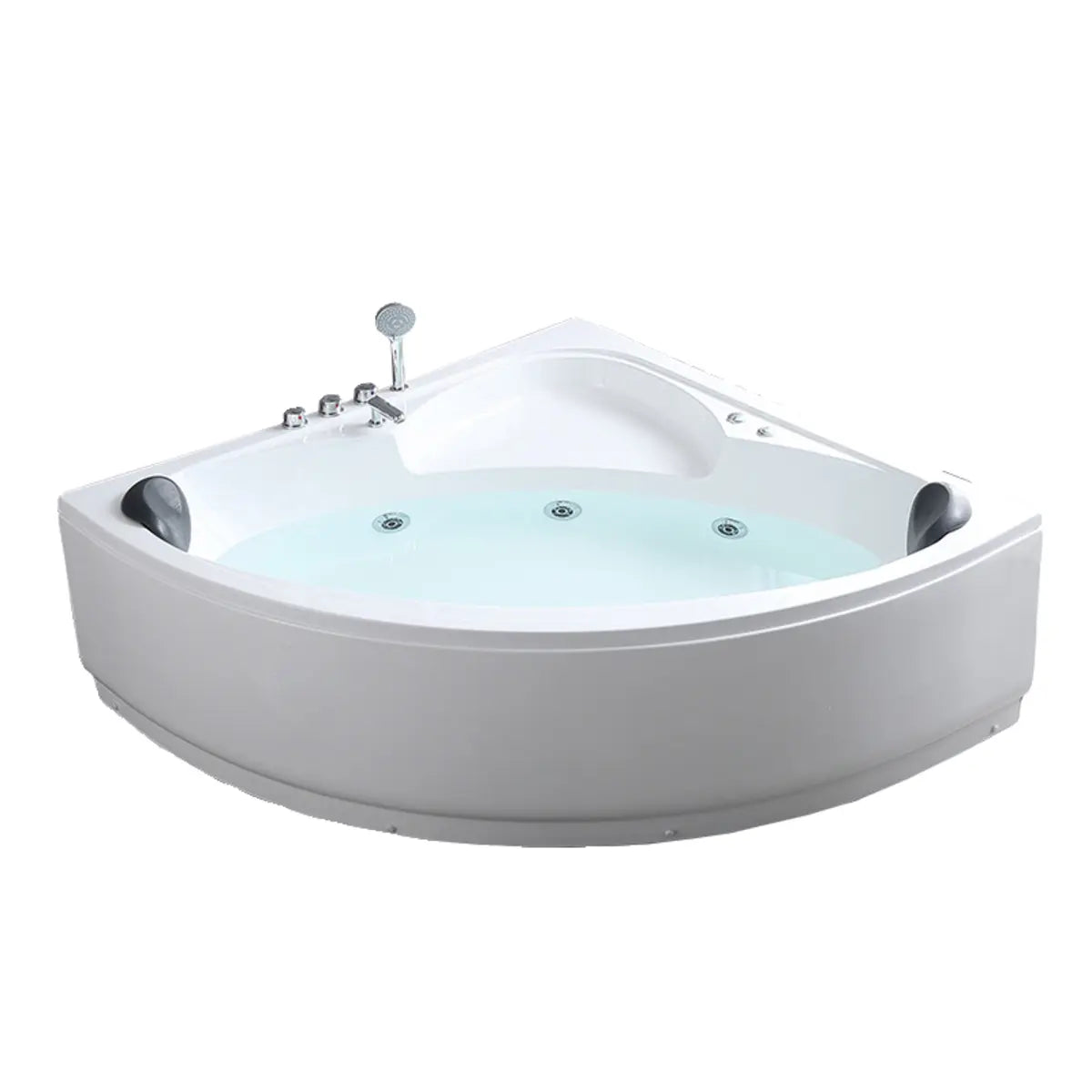 Whirlpool Corner White Acrylic Bathtub with Massage Image - 6