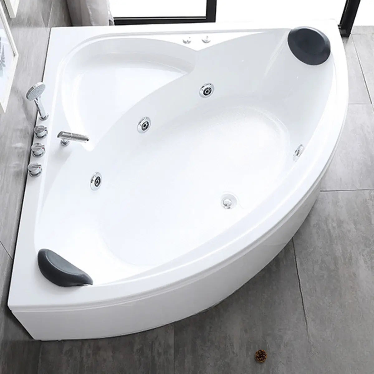 Whirlpool Corner White Acrylic Bathtub with Massage Image - 9