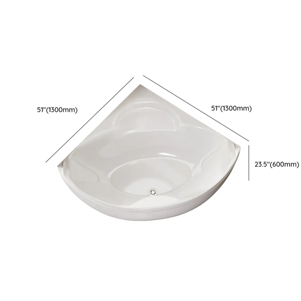 Whirlpool Corner White Acrylic Bathtub with Seat 