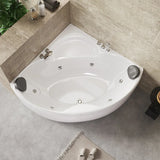 Whirlpool Corner White Acrylic Bathtub with Seat Image - 4