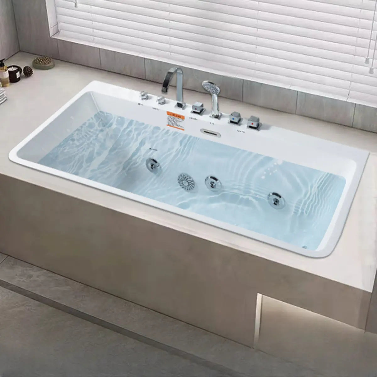 Whirlpool Drop-In Rectangle White Acrylic Bathtub Image - 3