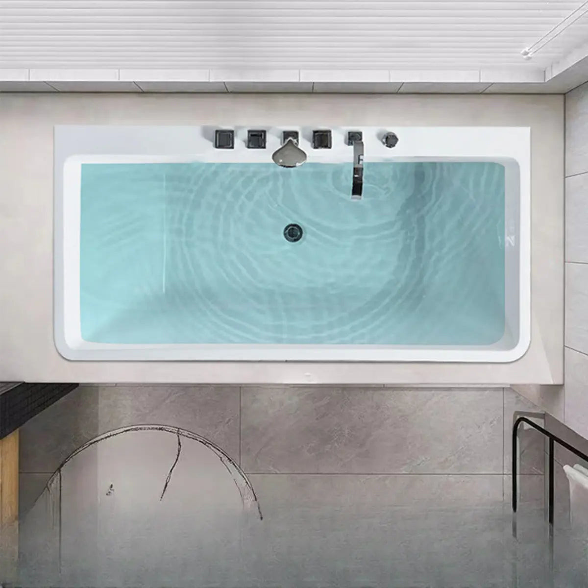 Whirlpool Drop-In Rectangle White Acrylic Bathtub Image - 5