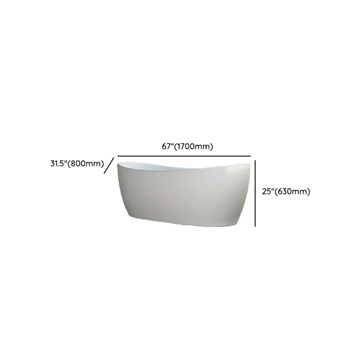 Whirlpool Oval Sintered Stone White Freestanding Bathtub 