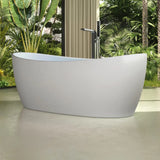 Whirlpool Oval Sintered Stone White Freestanding Bathtub Image - 2