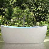 Whirlpool Oval Sintered Stone White Freestanding Bathtub Image - 3