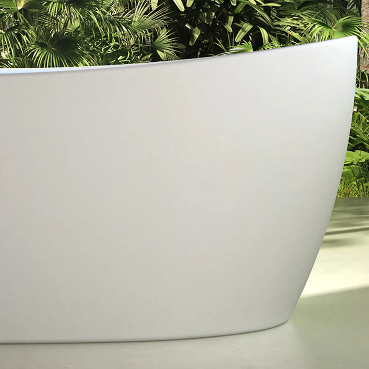 Whirlpool Oval Sintered Stone White Freestanding Bathtub Image - 6