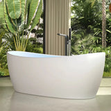 Whirlpool Oval Sintered Stone White Freestanding Bathtub Image - 7