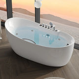 Whirlpool Oval White Freestanding Bathtub with Handle Image - 1