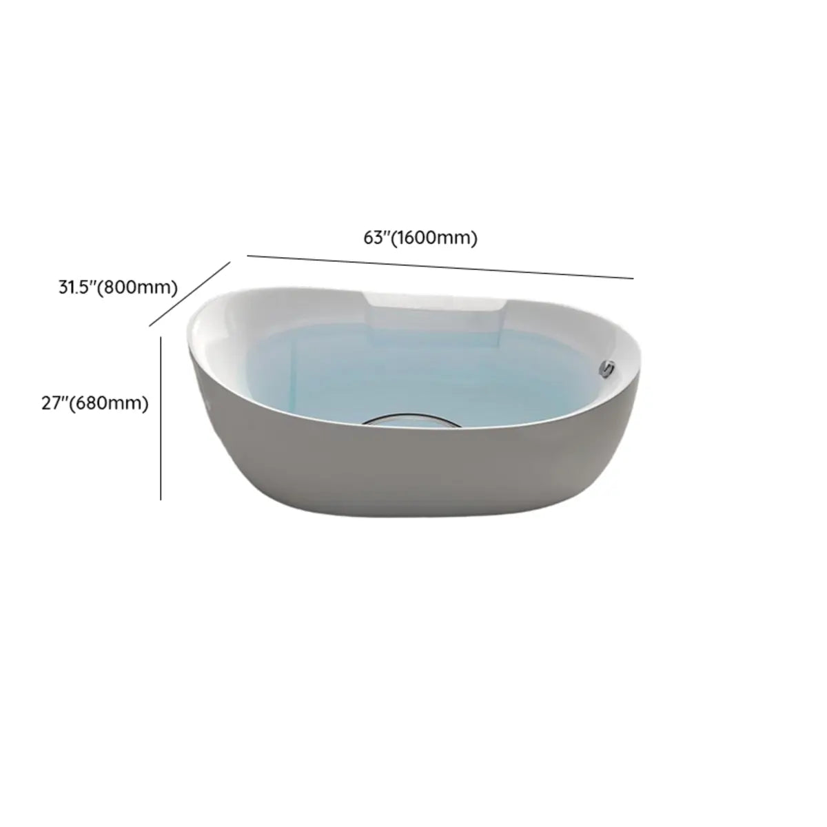 Whirlpool Oval White Freestanding Bathtub with Handle Image - 14