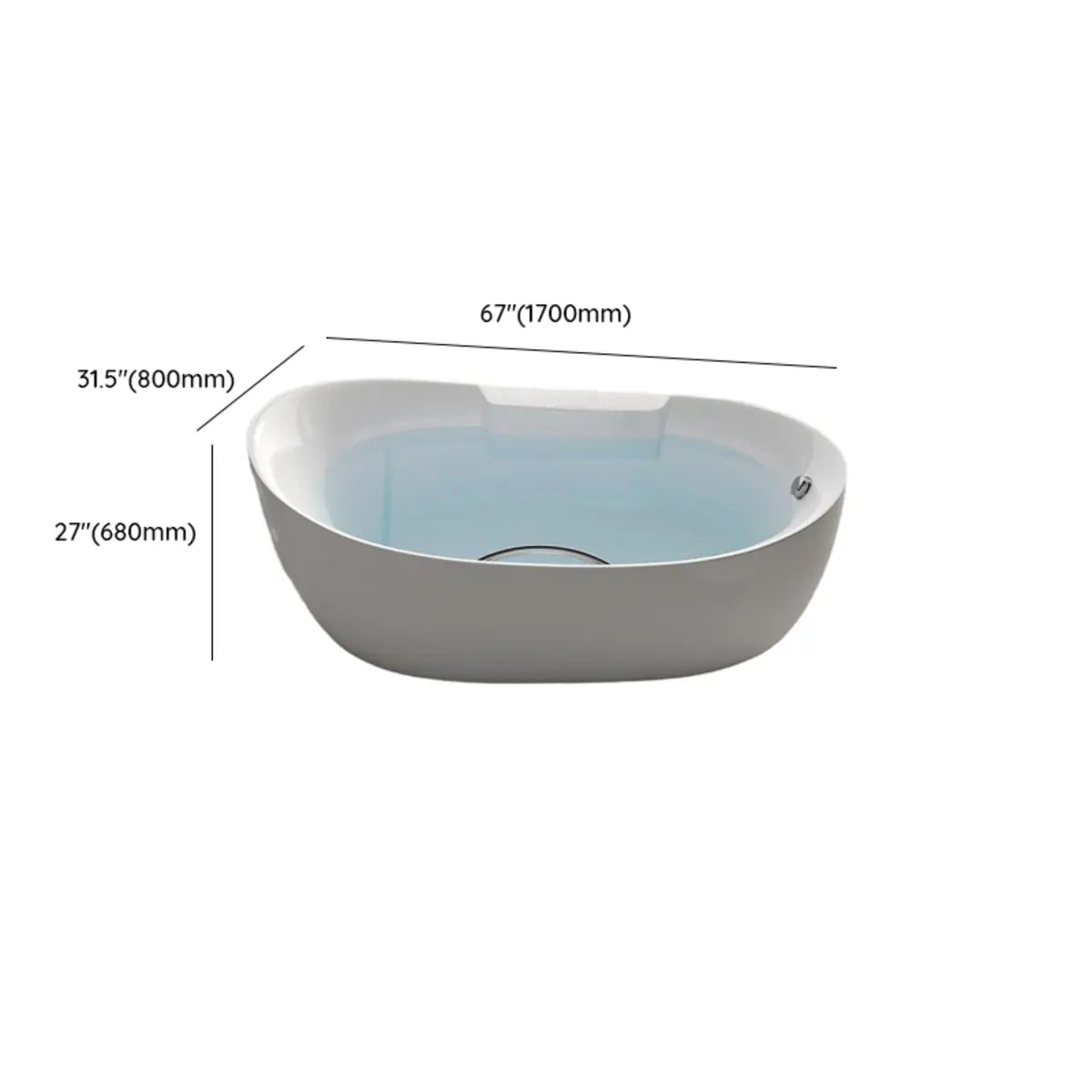 Whirlpool Oval White Freestanding Bathtub with Handle Image - 15