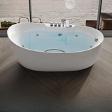 Whirlpool Oval White Freestanding Bathtub with Handle Image - 5