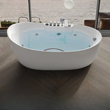 Whirlpool Oval White Freestanding Bathtub with Handle Image - 7