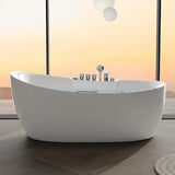 Whirlpool Oval White Freestanding Bathtub with Handle Image - 8