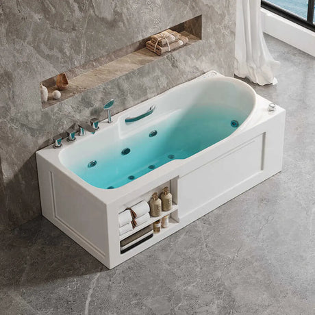 Whirlpool Rectangle White Acrylic Bathtub with Storage Image - 1