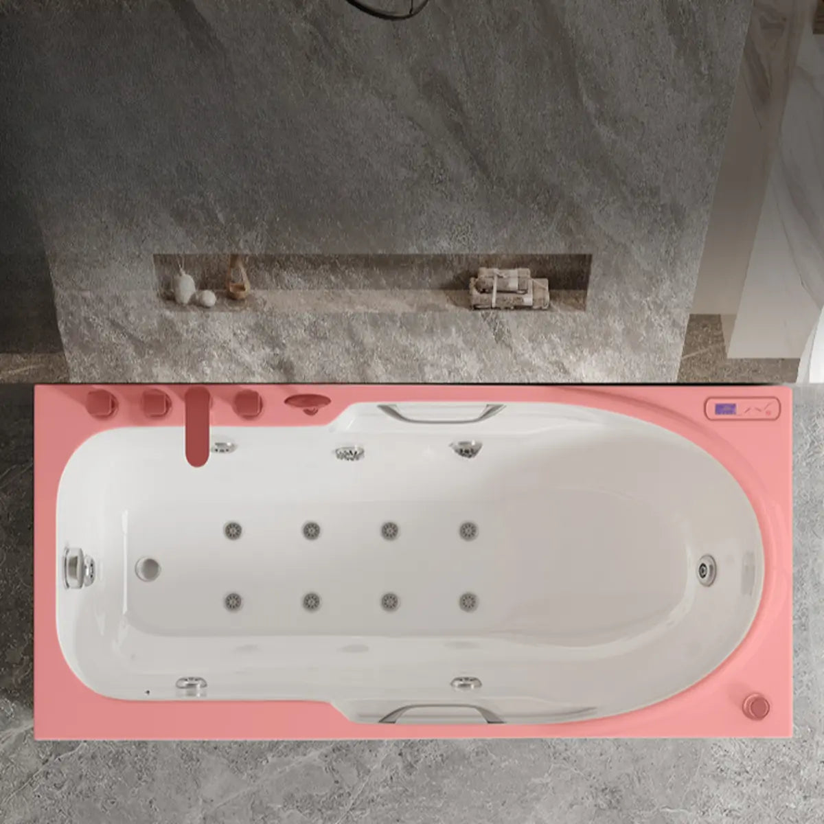 Whirlpool Rectangle White Acrylic Bathtub with Storage Image - 10