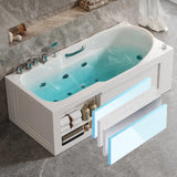 Whirlpool Rectangle White Acrylic Bathtub with Storage Image - 11