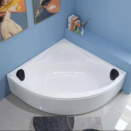 Whirlpool Shell Corner Bathtub Acrylic White Spacious Storage Image - 2