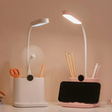 Modern Adjustable Plastic Table Lamp with USB Pink/White Image - 1