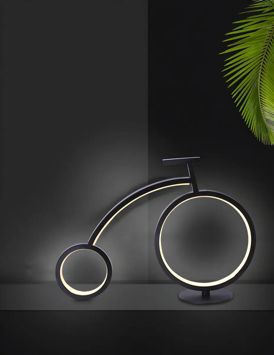 Minimalist Bike LED Metal Bedside Lamp Black/White Image - 10