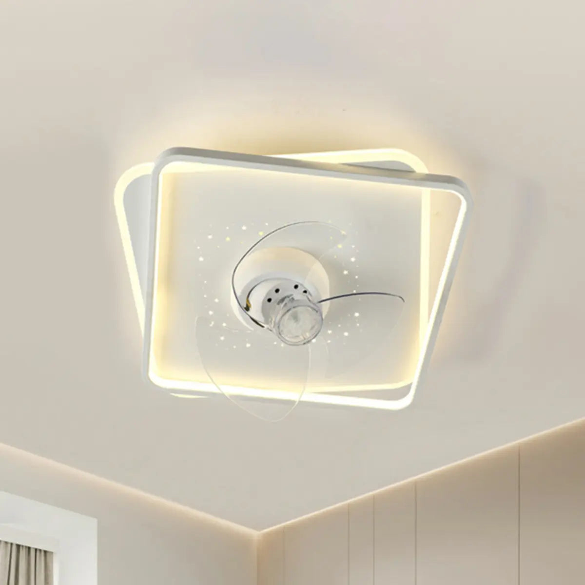 Simple Geometric Recessed Ceiling Fan with LED Light Image - 15