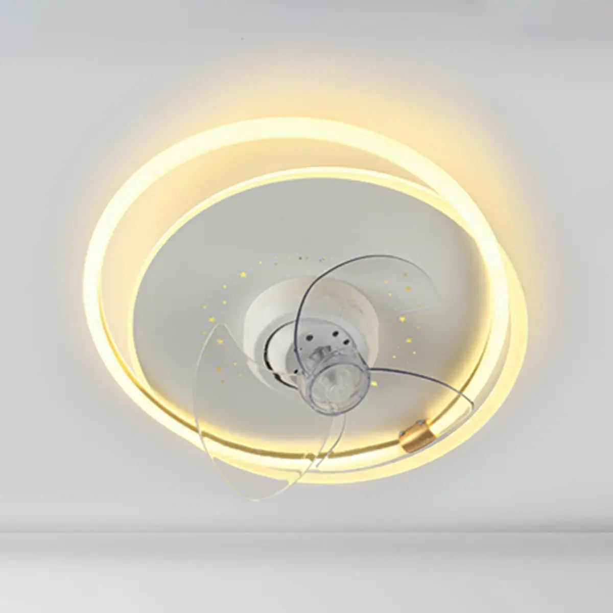 Simple Geometric Recessed Ceiling Fan with LED Light Image - 18