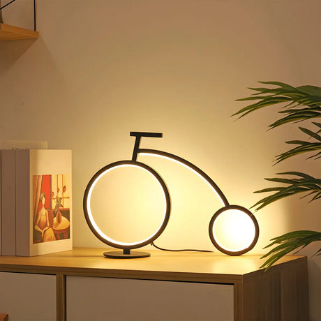 Minimalist Bike LED Metal Bedside Lamp Black/White Image - 1