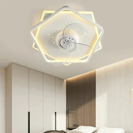 Simple Geometric Recessed Ceiling Fan with LED Light Image - 1