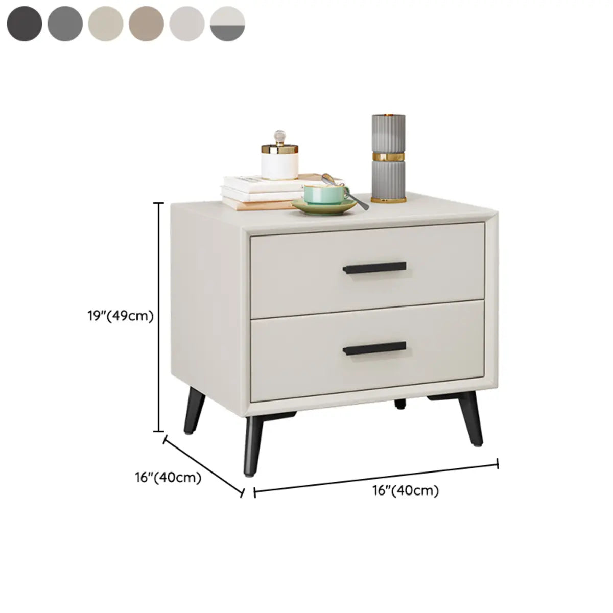 White 2-Drawer Storage Straight-leg Wood Bedroom Nightstand 