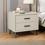 White 2-Drawer Storage Straight-leg Wood Bedroom Nightstand Image - 5