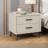 White 2-Drawer Storage Straight-leg Wood Bedroom Nightstand Image - 5