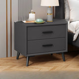 White 2-Drawer Storage Straight-leg Wood Bedroom Nightstand Image - 9