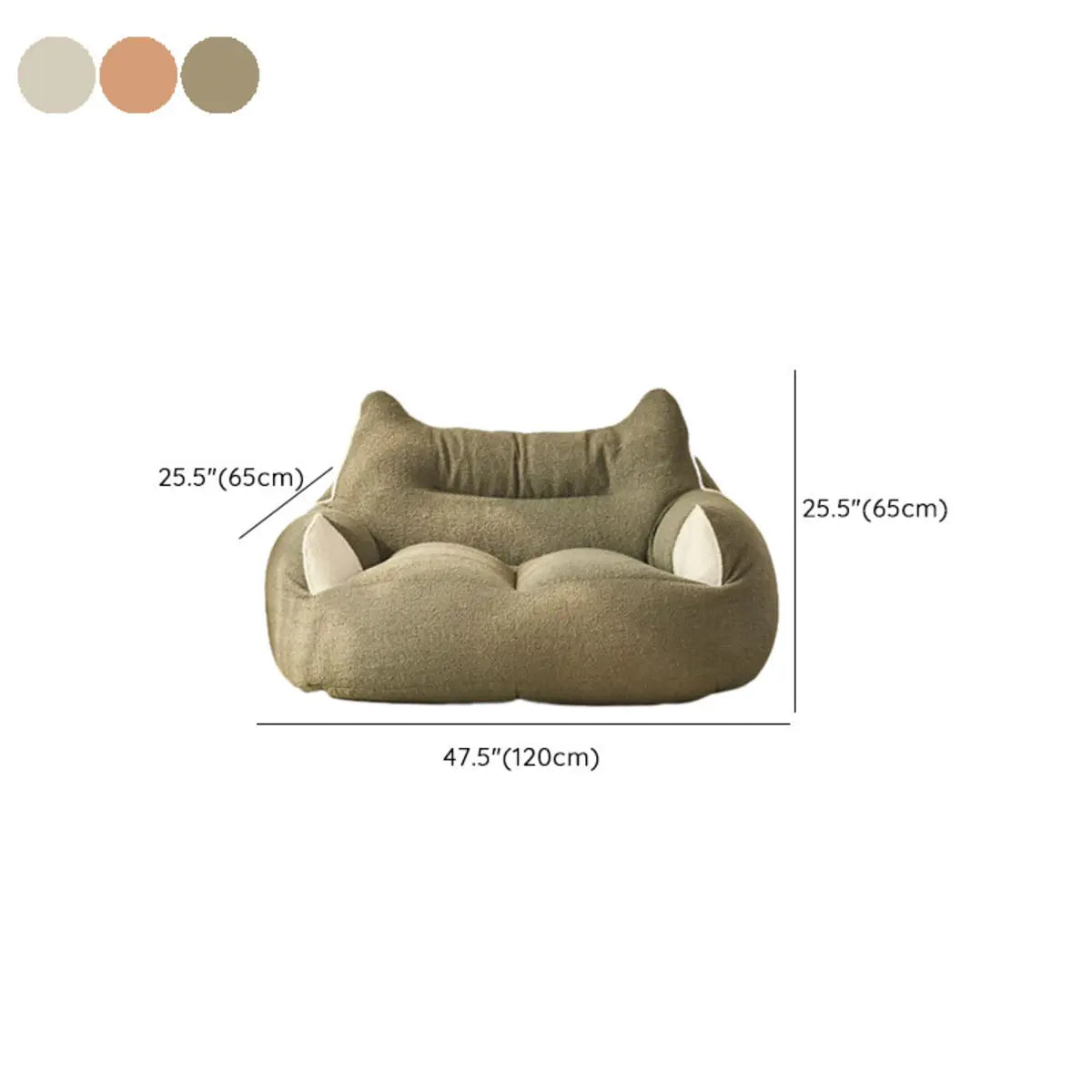 White 2-Seater Cat-Shaped Textured Fabric Bean Chair Image - 10