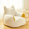 White 2-Seater Cat-Shaped Textured Fabric Bean Chair Image - 5