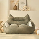 White 2-Seater Cat-Shaped Textured Fabric Bean Chair Image - 6