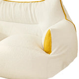 White 2-Seater Cat-Shaped Textured Fabric Bean Chair Image - 7