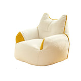 White 2-Seater Cat-Shaped Textured Fabric Bean Chair Image - 8