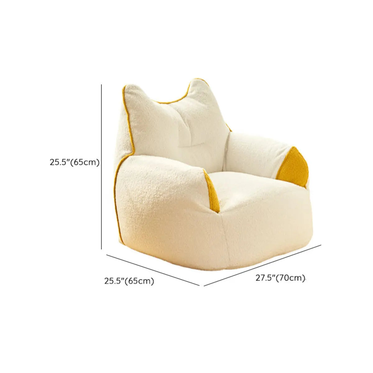 White 2-Seater Cat-Shaped Textured Fabric Bean Chair 