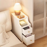 White 2 Shelves Wood Drawer Storage Nightstand with Legs Image - 1