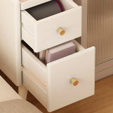 White 2 Shelves Wood Drawer Storage Nightstand with Legs Image - 15