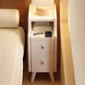 White 2 Shelves Wood Drawer Storage Nightstand with Legs Image - 5