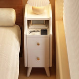 White 2 Shelves Wood Drawer Storage Nightstand with Legs Image - 8