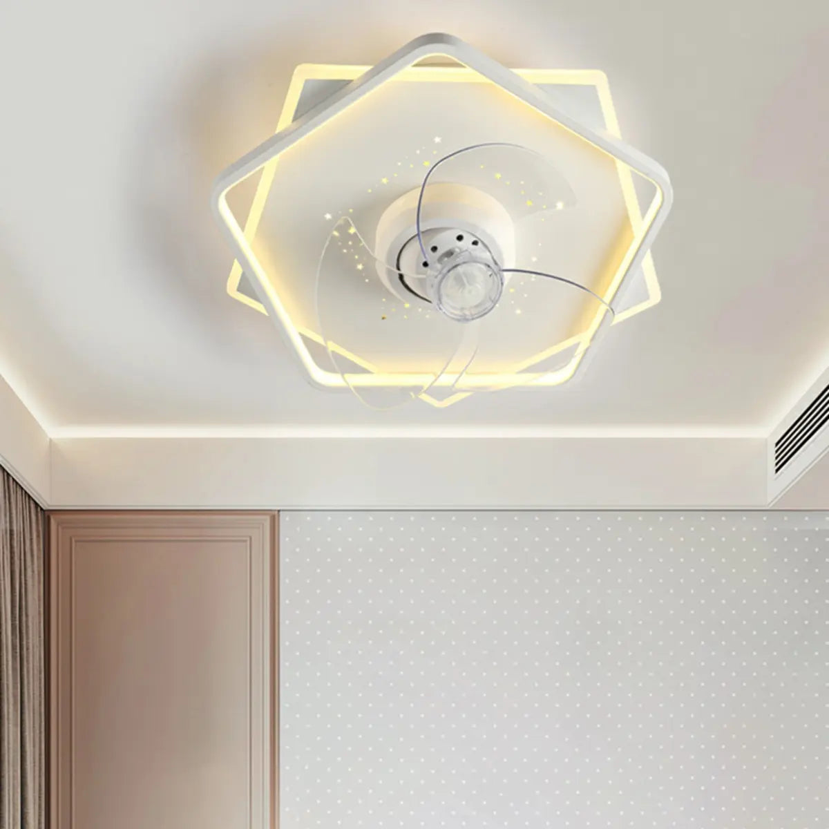 Simple Geometric Recessed Ceiling Fan with LED Light Image - 22